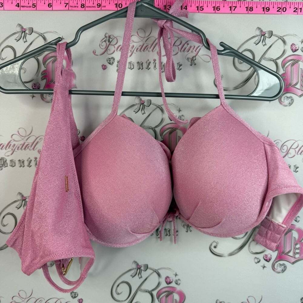 Victoria's Secret set bikini top bottom Shimmery Light Pink Push-Up Bikini Top